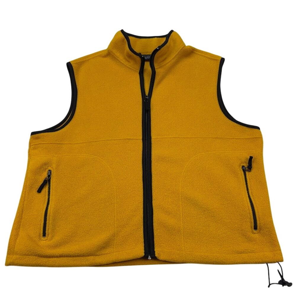 Vintage Fleece Vest K Mart Basic Editions Big Man Full Zip Yellow Gold Size XXL